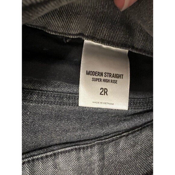Express Jeans Women's 2R Modern Straight Super High Rise Gray - Picture 4 of 5